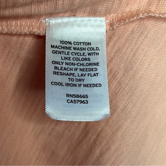 Caslon V-Neck Oversized Tee Shirt-Peach-Women’s XS-Casual-Summer-Classic-Cotton - Picture 3 of 7